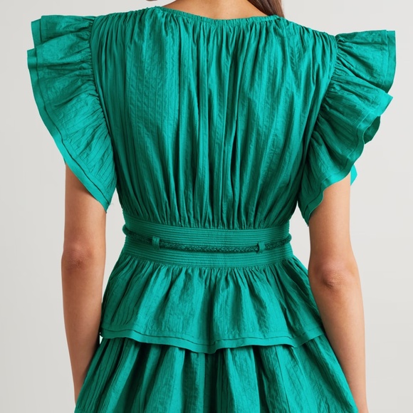 Ulla Johnson Camilla Cotton Poplin Mini Dress Verdigris (Green) in Size 8 - Picture 2 of 12